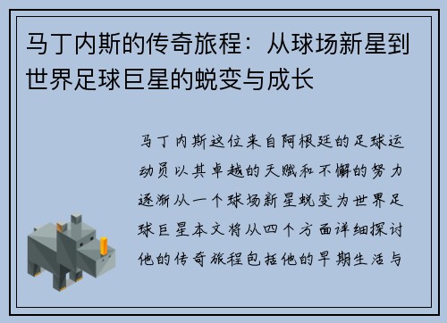 马丁内斯的传奇旅程：从球场新星到世界足球巨星的蜕变与成长